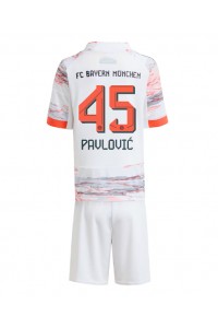 Bayern Munich Aleksandar Pavlovic #45 Jalkapallovaatteet Lasten Vieraspeliasu 2025-26 Lyhythihainen (+ Lyhyet housut)